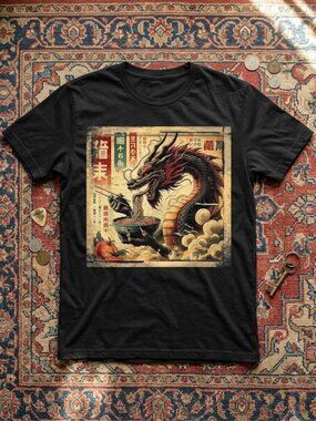 Vintage Japanese Dragon Ramen Graphic T-Shirt Unisex Streetwear Y2K Gift NWT